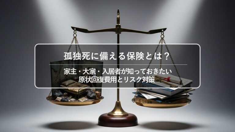 孤独死に備える保険とは？家主・大家・入居者が知っておくべき原状回復費用とリスク対策