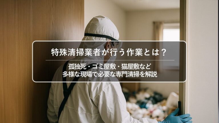 特殊清掃業者が対応できる清掃一覧｜汚部屋・猫屋敷・孤独死・事件現場まで徹底解説